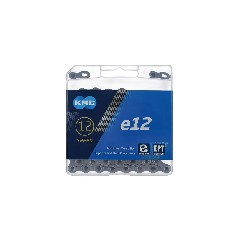 Cadena KMC E12 12v 130 eslabones para bicicleta eléctrica