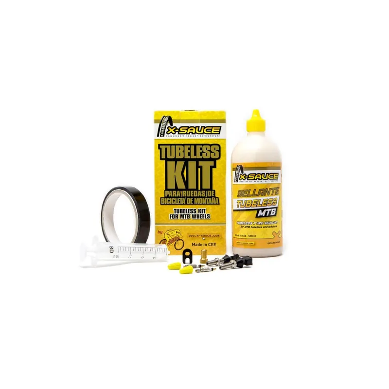 Kit tubeless X-Sauce para 2 ruedas MTB válvula fina PRESTA