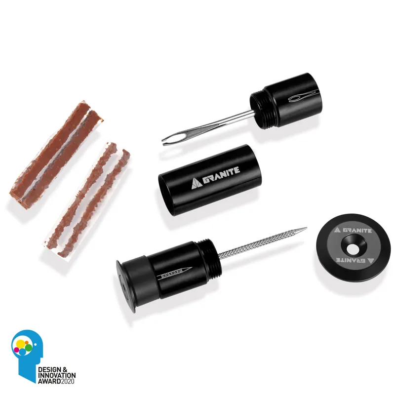 Kit de reparación de pinchazos Granite Tire Plug oculto en manillar con mechas