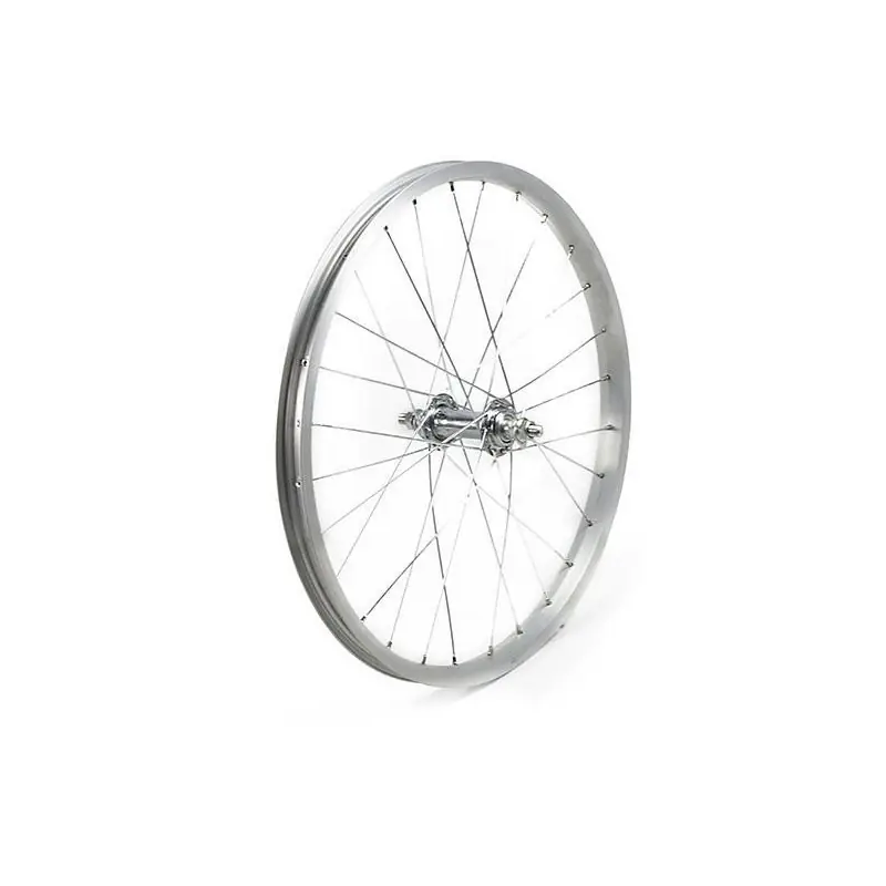 RUEDA DELANTERA 20" PLATA, BUJE ACERO 28H TUERCA